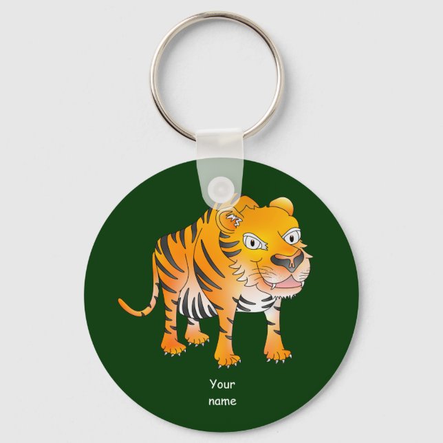 Happy cartoon tiger key ring (Front)