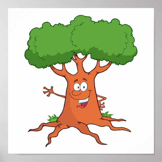 happy cartoon tree poster (Front)