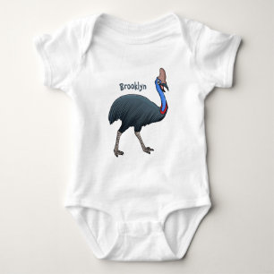 Happy cassowary bird cartoon illustration baby bodysuit