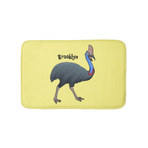 Happy cassowary bird cartoon illustration bath mat