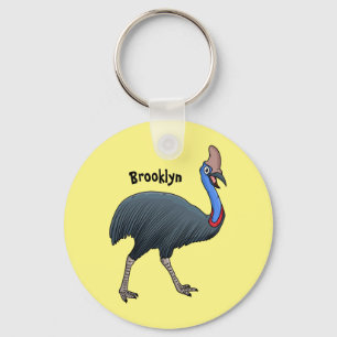 Happy cassowary bird cartoon illustration key ring