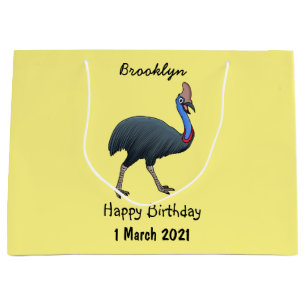 Happy cassowary bird cartoon illustration  large gift bag