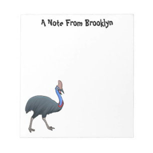 Happy cassowary bird cartoon illustration notepad