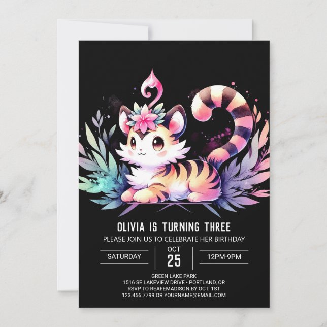 Happy Castle Tiger Birthday Invitation (Front)