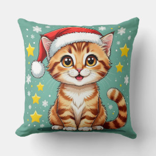 🎅 Happy Cat Christmas Scene 🐾 Cushion