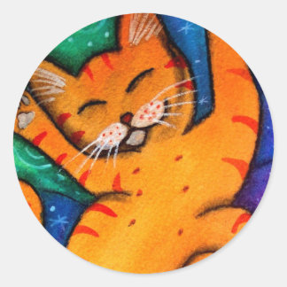Happy Cat Classic Round Sticker