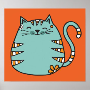 Happy Cat custom colour poster