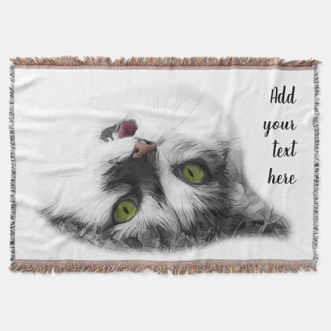 Happy cat customisable throw blanket (Front)