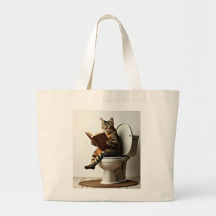 Happy Cat: Cute Kitten Design for Cat Lovers Large Tote Bag