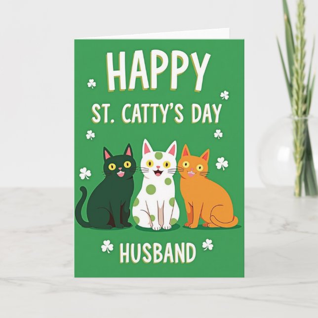 Happy Cat Day Husband Card (Front)