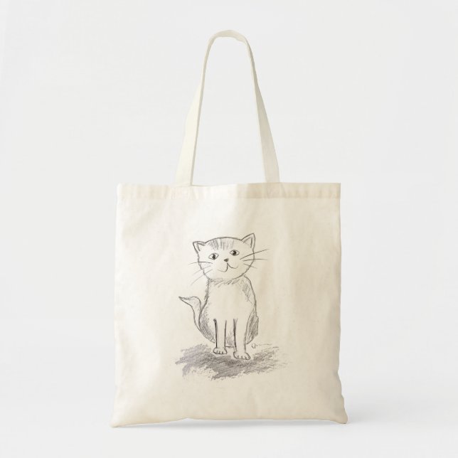 Happy Cat Design Tote Bag (Front)