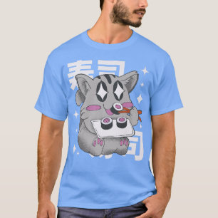 Happy Cat Eating Sushi Japan Style Kawaii Anime Su T-Shirt
