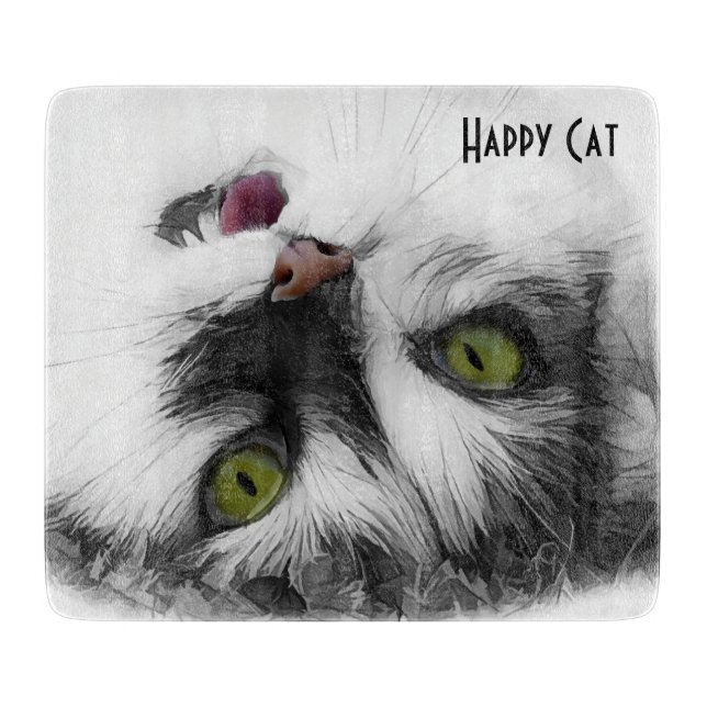 Happy Cat elegant customisable Cutting Board (Front)