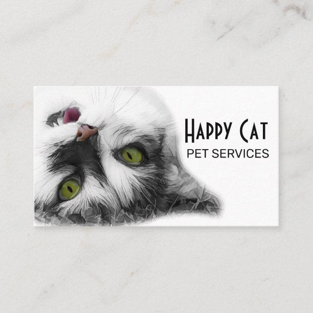 Happy Cat elegant, unique customisable Business Card (Front)