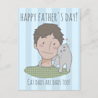 Happy Cat Father's Day Gift Daddy Postcard