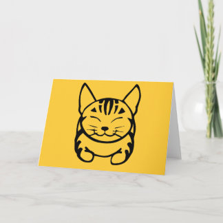 Happy Cat Greeting Card (black on yellow)
