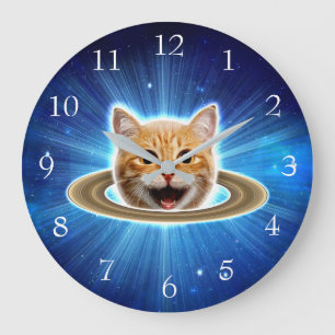 Happy cat in space.                                large clock