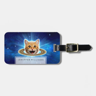 Happy cat in space. luggage tag