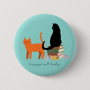 Happy Cat Lady 6 Cm Round Badge