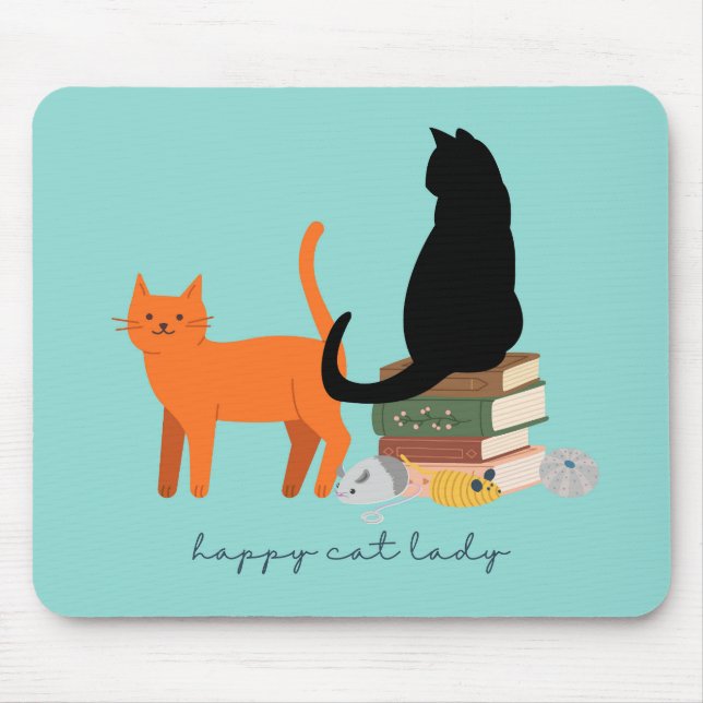 Happy Cat Lady Mouse Pad (Front)