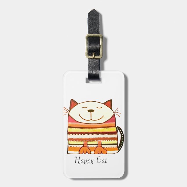 Happy Cat Luggage Tag (Front Vertical)
