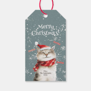 Happy Cat Merry Christmas Gift Tag