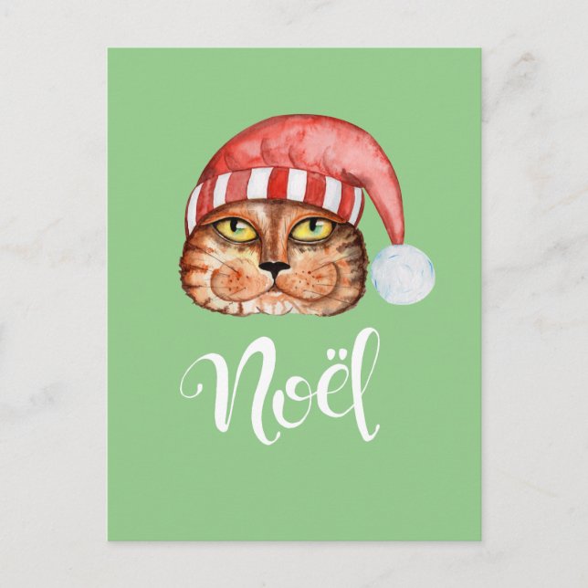 Happy Cat Noel Holiday Postcard (Front)