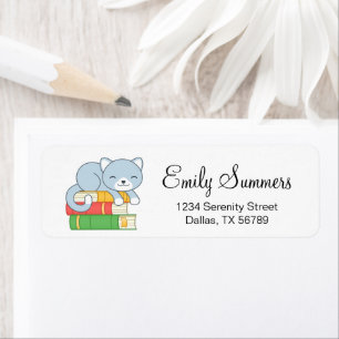 Happy Cat on top of a Book Stack