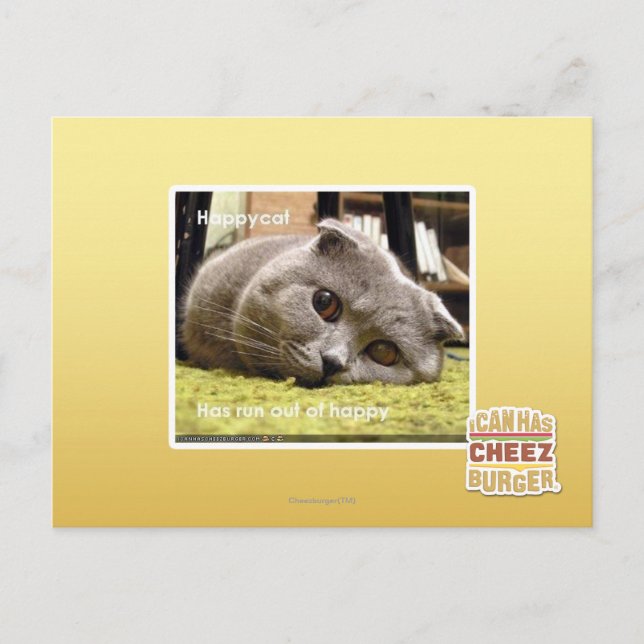 Happy cat, out of happy postcard (Front)