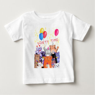 Happy Cat Party Cartoon Drawing - Funny  Baby T-Shirt