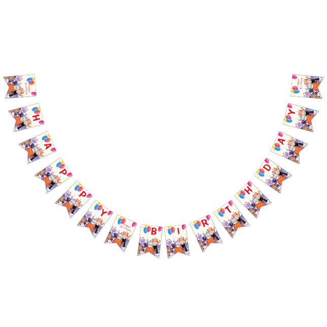 Happy Cat Party Cartoon Drawing - Happy Birthday Bunting (All)