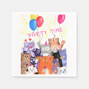 Happy Cat Party Napkins - Funny Painting