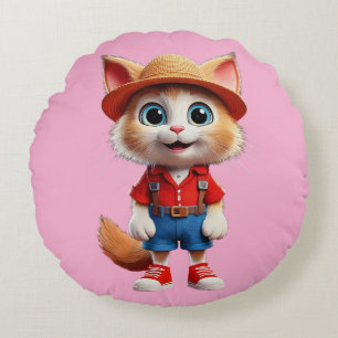Happy Cat Round Cushion
