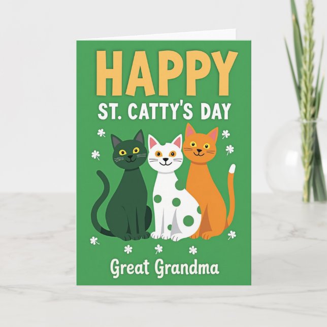 Happy Cat St Cattys Day Card (Front)