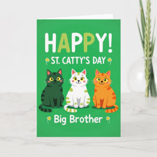Happy Cat St Pattys Day Big Brother Card