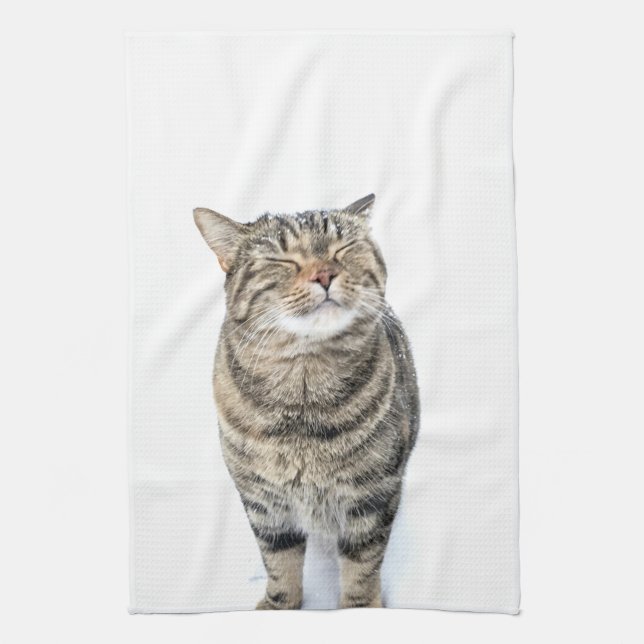 Happy Cat Tea Towel (Vertical)