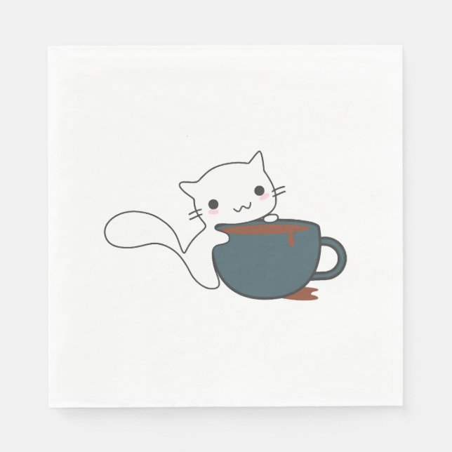 Happy Cat With Coffee Napkin (Front)