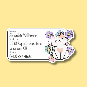 Happy Cat with Flowers Luggage ID