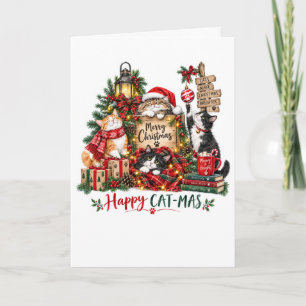 Happy Catmas Cats Christmas Cosy Cute Kittens Gift Holiday Card