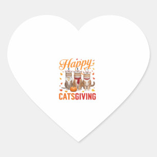 Happy Catsgiving Cats Halloween Thanksgiving Cat F Heart Sticker