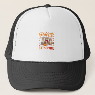 Happy Catsgiving Cats Halloween Thanksgiving Cat F Trucker Hat