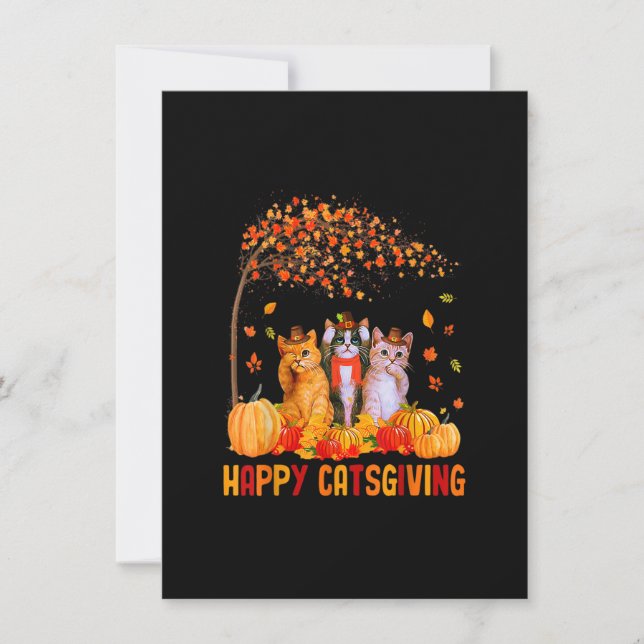 Happy Catsgiving Cute Thanksgiving Cat Lovers Cat  Invitation (Front)