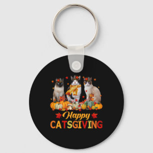 Happy Catsgiving Siamese Cat Autumn Fall Vibes Tha Key Ring