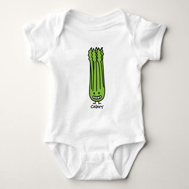 Happy Celery Stalk Bunch green fibre vegetable Baby Bodysuit (Front)
