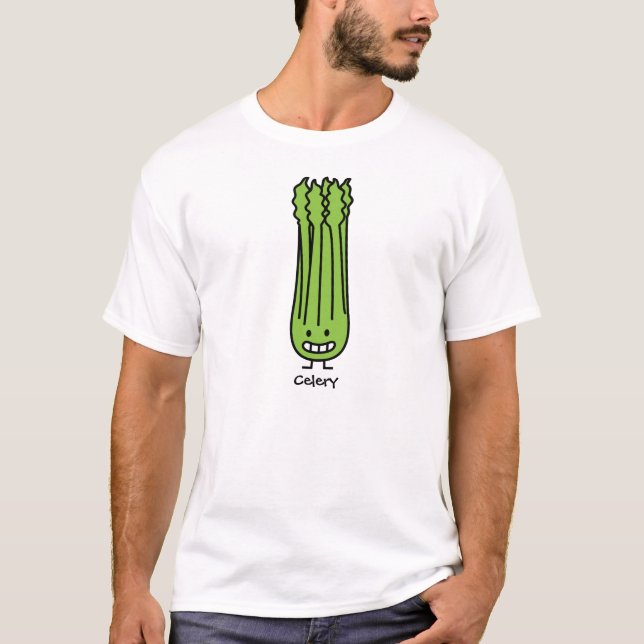 Happy Celery Stalk Bunch green fibre vegetable T-Shirt (Front)