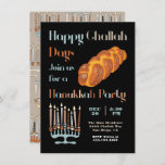 Happy Challah Day Hanukkah Party Invitation<br><div class="desc">Happy Challah Days!  Celebrate with this Hanukkah party invitation. Features a modern stylised menorah and fonts and big loaf of Challah bread in a neutral colour palate.</div>