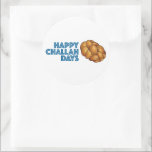 Happy Challah Days Hanukkah Chanukah Bread Classic Round Sticker<br><div class="desc">Features an original marker illustration of a loaf of braided challah bread,  with HAPPY CHALLAH DAYS in a fun font. Great for Hanukkah!

This illustration is also available on other products. Don't see what you're looking for? Need help with customisation? Contact Rebecca to have something designed just for you.</div>