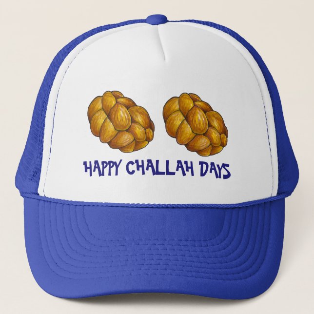 Happy Challah Days Hanukkah Chanukah Holiday Loaf Trucker Hat (Front)
