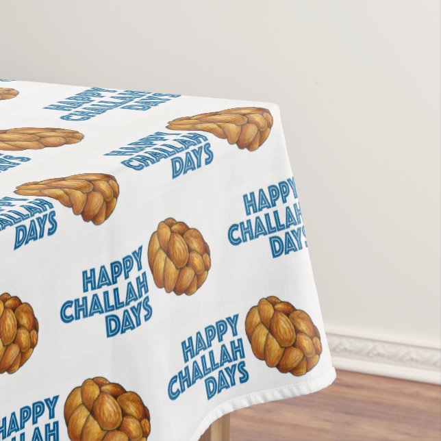 Happy Challah Days Hanukkah Chanukah Jewish Bread Tablecloth (In Situ)
