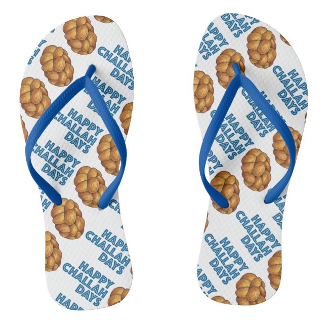 Happy Challah Days Hanukkah Jewish Holiday Bread Jandals (Footbed)
